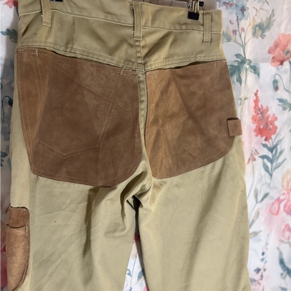 Vintage Men's Tan Work Pants with Knee Patches - Picture 7 of 11
